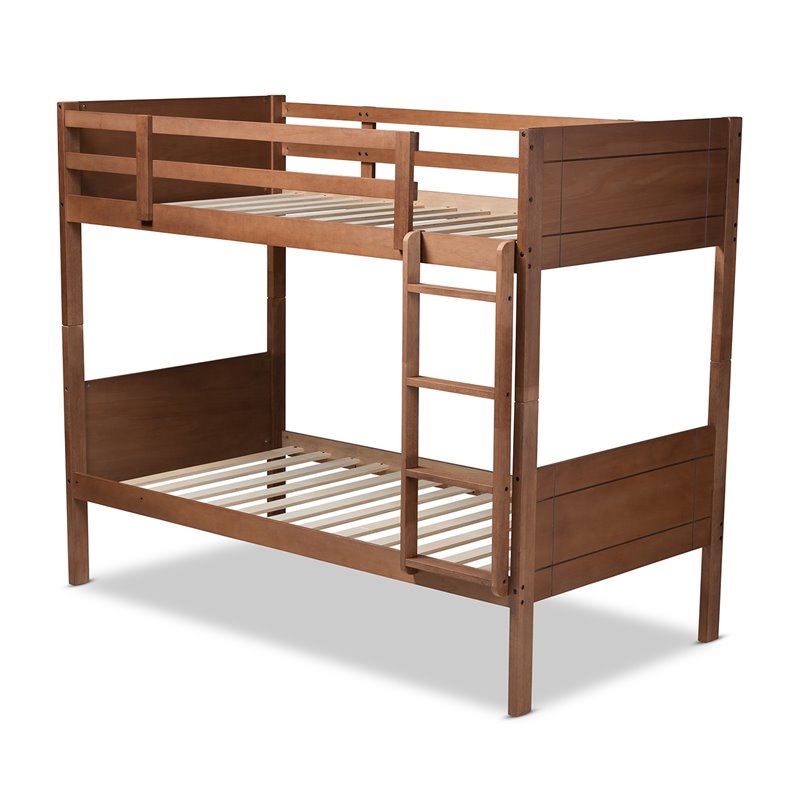 Baxton Studio Elsie Walnut Brown Finished Wood Twin Size Bunk Bed