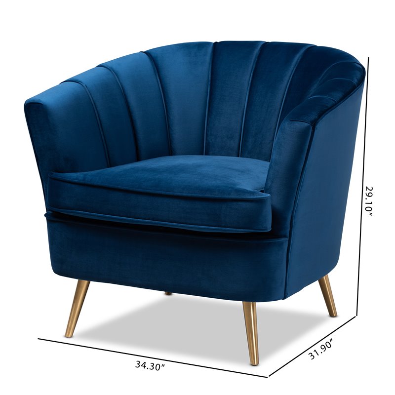 Baxton Studio Emeline Navy Blue Velvet Accent Chair