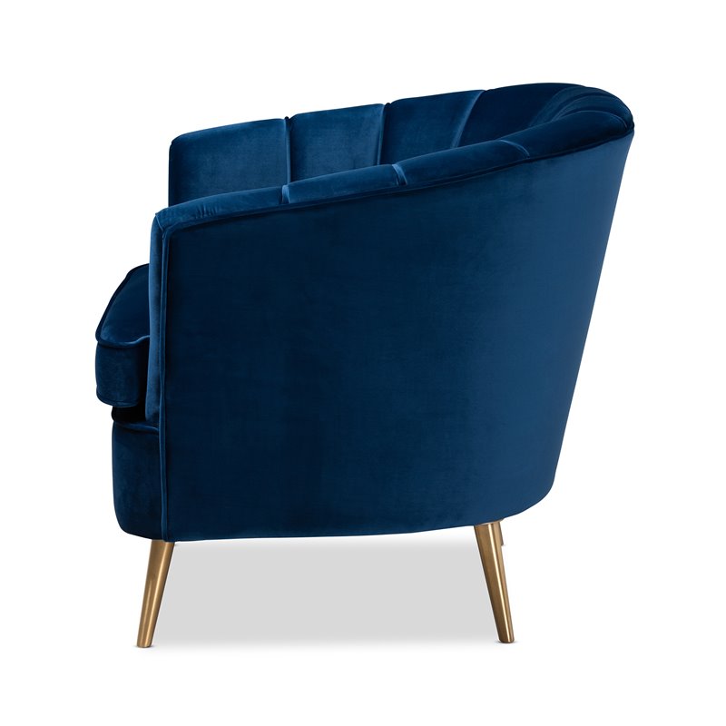 Baxton Studio Emeline Navy Blue Velvet Accent Chair