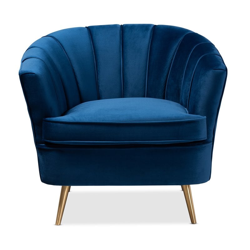 Baxton Studio Emeline Navy Blue Velvet Accent Chair