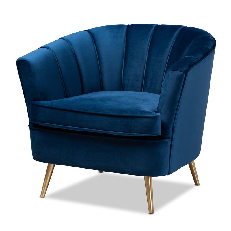 Baxton Studio Emeline Navy Blue Velvet Accent Chair