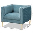Baxton Studio Seraphin Light Blue Velvet Armchair