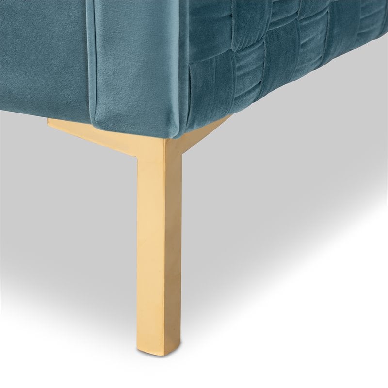 Baxton Studio Seraphin Light Blue Velvet Armchair