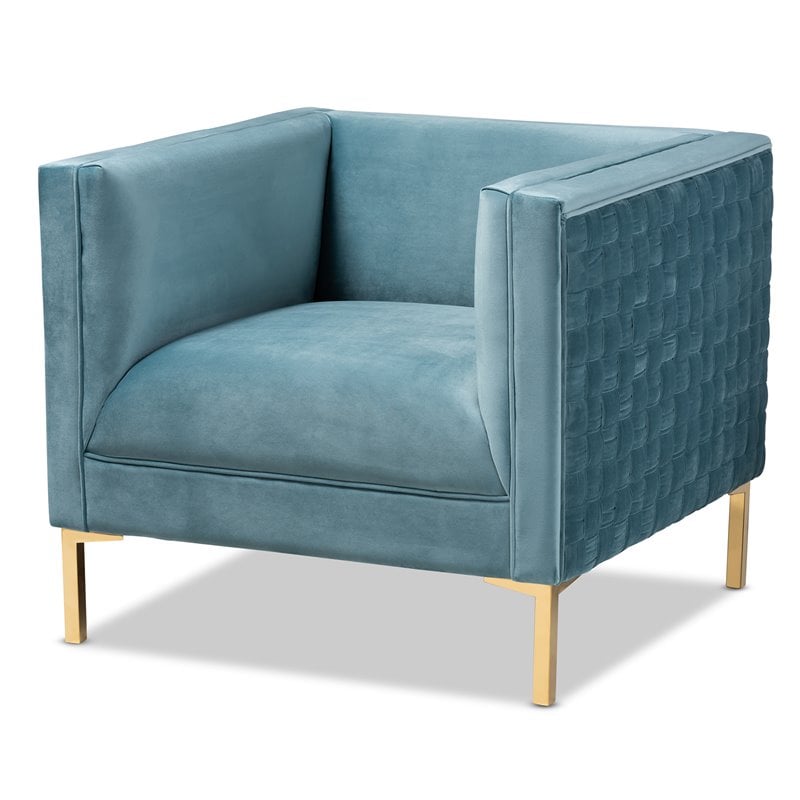 Baxton Studio Seraphin Light Blue Velvet Armchair