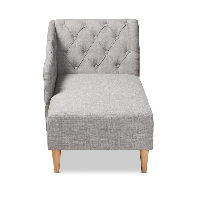 Baxton Studio Emeline  Grey Upholstered Oak Finished Chaise Lounge