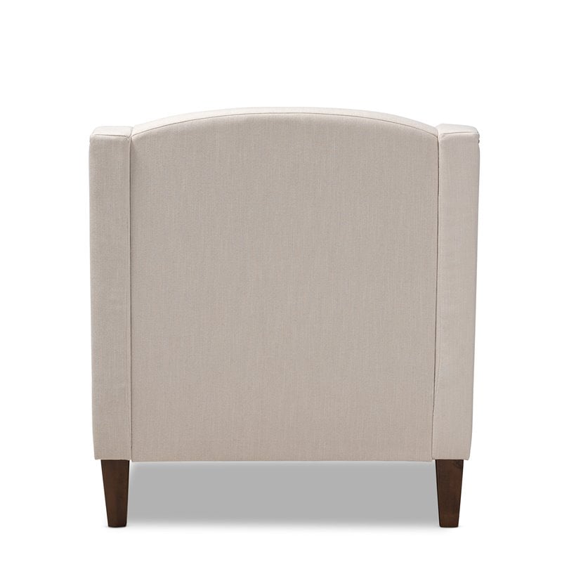 Baxton Studio Leonie Beige Upholstered Brown Finished Chaise Lounge