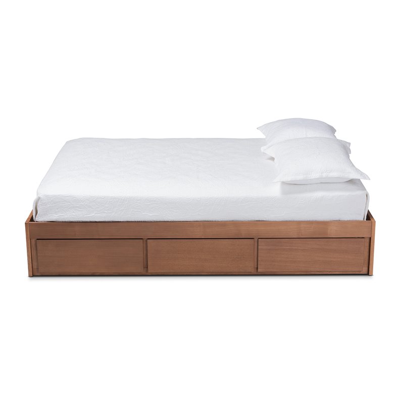 Baxton Studio Wren King Size Walnut 3-Drawer Storage Bed Frame