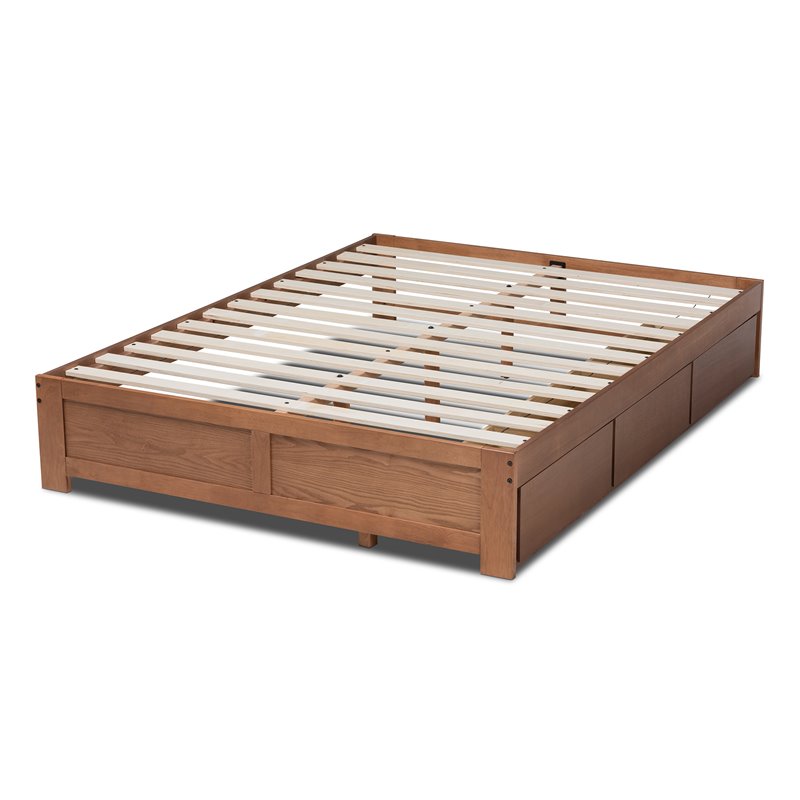 Baxton Studio Wren King Size Walnut 3-Drawer Storage Bed Frame