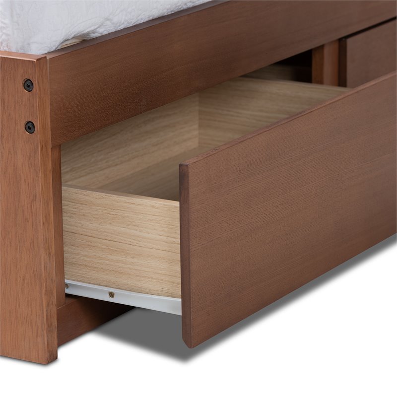 Baxton Studio Wren King Size Walnut 3-Drawer Storage Bed Frame