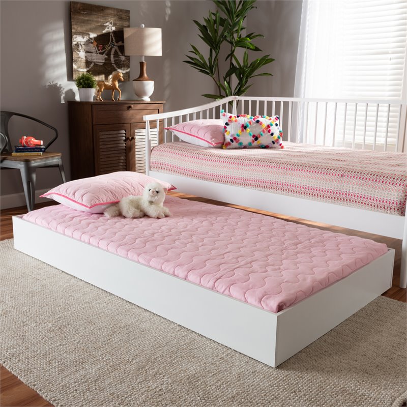 Baxton Studio Renata  White  Wood Twin Size Trundle