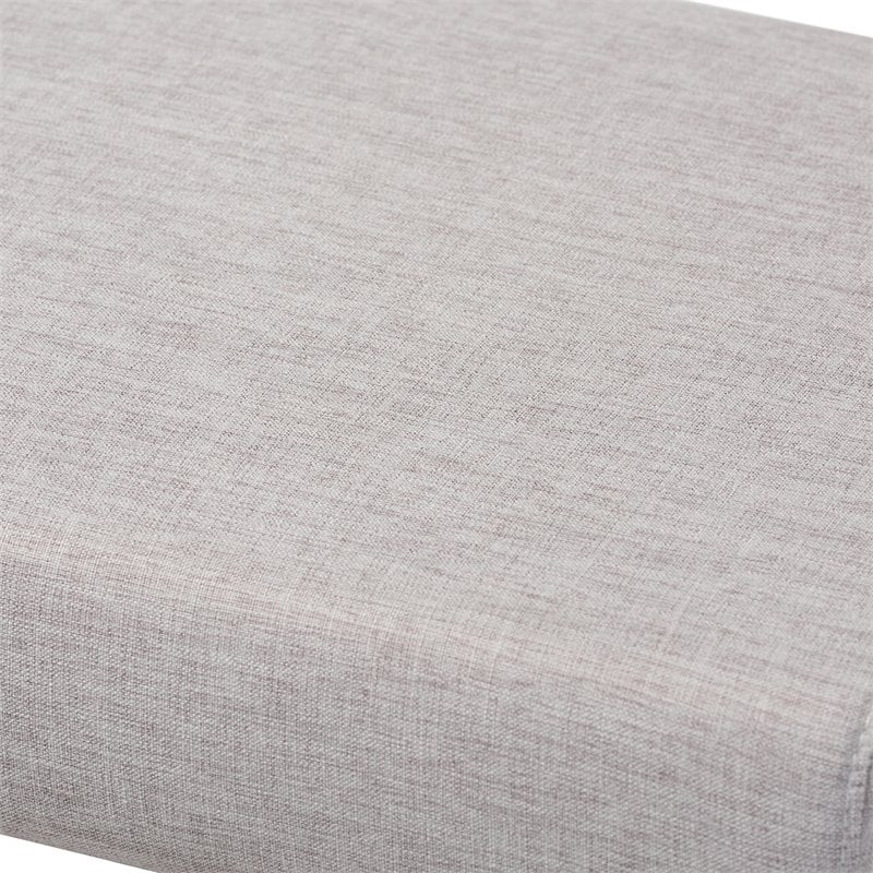 Baxton Studio Rika Greyish Beige Upholstered Walnut Brown Boomerang Bench