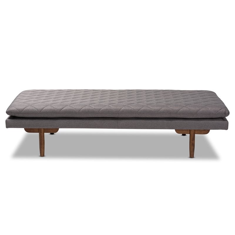 Baxton Studio Marit Grey Upholstered Walnut Wood Daybed