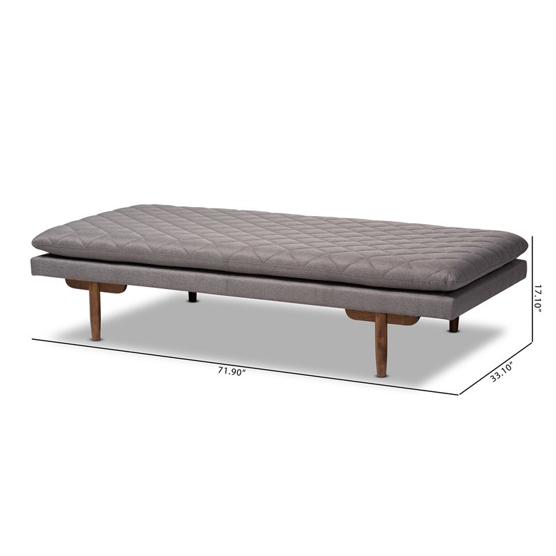 Baxton Studio Marit Grey Upholstered Walnut Wood Daybed