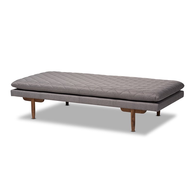 Baxton Studio Marit Grey Upholstered Walnut Wood Daybed