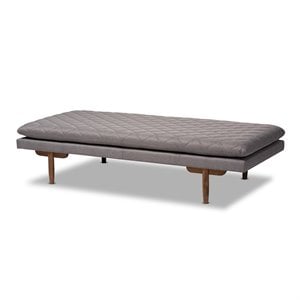 Baxton Studio Marit Grey Upholstered Walnut Wood Daybed