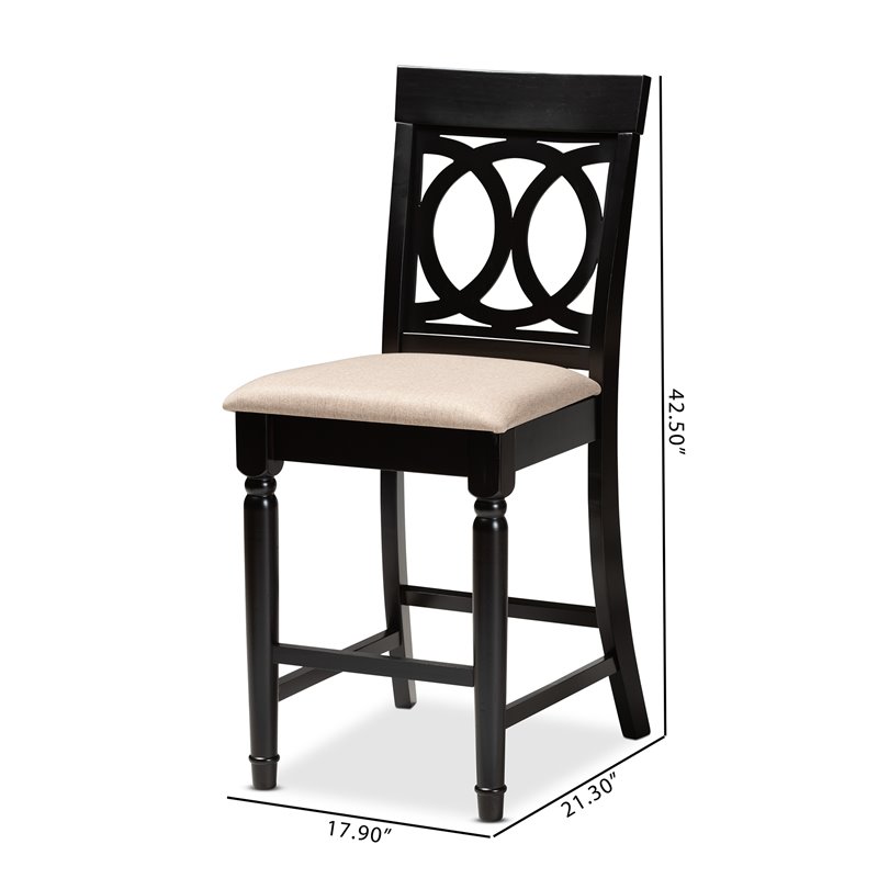 Set of 2 Baxton Studio Verina Sand Upholstered Wood Counter stools