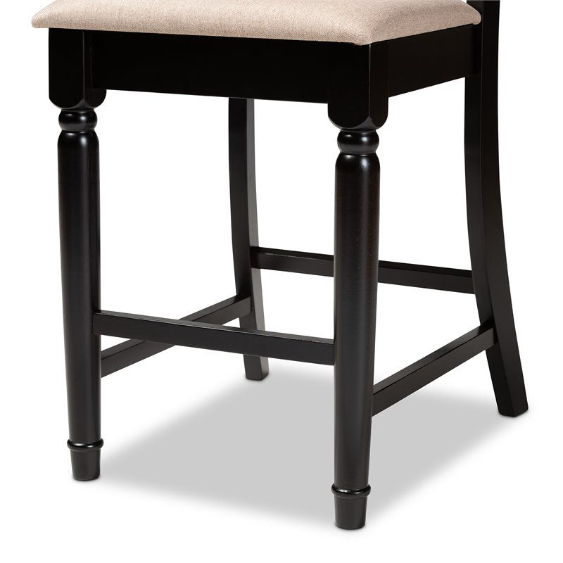 Set of 2 Baxton Studio Verina Sand Upholstered Wood Counter stools