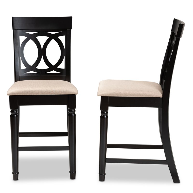 Set of 2 Baxton Studio Verina Sand Upholstered Wood Counter stools