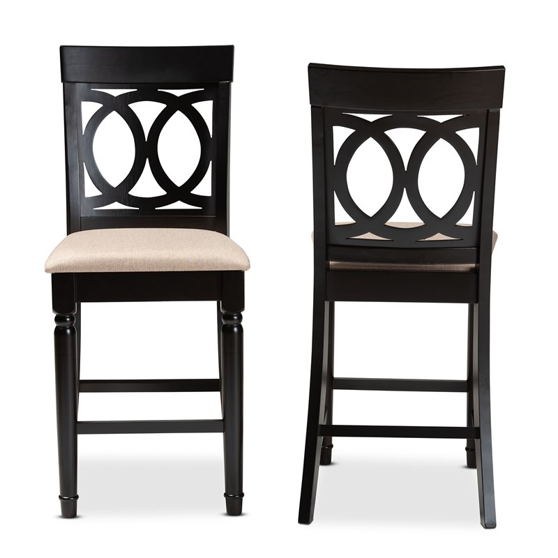 Set of 2 Baxton Studio Verina Sand Upholstered Wood Counter stools