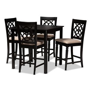 Baxton Studio Arden Sand Upholstered Espresso 5-piece Wood Pub Set