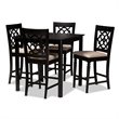 Baxton Studio Arden Sand Upholstered Espresso 5-piece Wood Pub Set