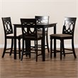 Baxton Studio Verina Sand Upholstered Espresso Wood 5-piece Pub Set