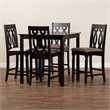 Baxton Studio Darcie Sand Upholstered Espresso Wood 5-piece Pub Set