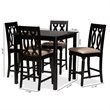Baxton Studio Darcie Sand Upholstered Espresso Wood 5-piece Pub Set
