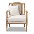 Baxton Studio Clemence Ivory Upholstered Whitewashed Wood Armchair
