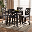 Baxton Studio Alora Grey Upholstered Espresso Wood 5-Piece Pub Set