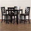 Baxton Studio Alora Grey Upholstered Espresso Wood 5-Piece Pub Set