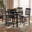 Baxton Studio Arden Grey Upholstered Espresso Wood 5-piece Pub Set