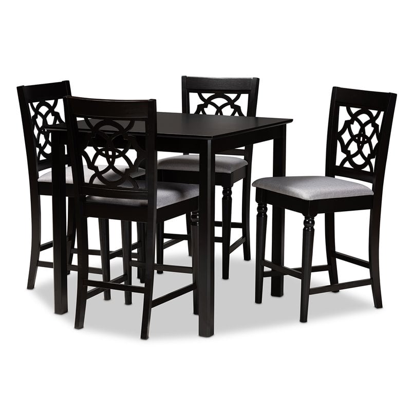 Baxton Studio Arden Grey Upholstered Espresso Wood 5-piece Pub Set