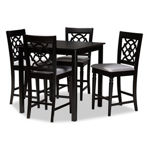 Baxton Studio Arden Grey Upholstered Espresso Wood 5-piece Pub Set