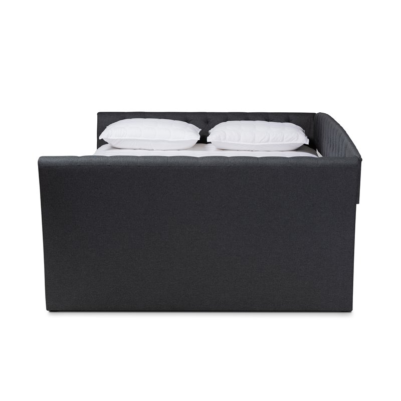Baxton Studio Delora Full Size Dark Grey Upholstered Daybed with Trundle