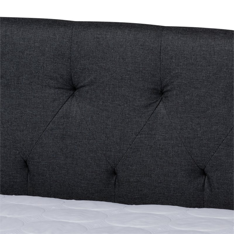 Baxton Studio Delora Full Size Dark Grey Upholstered Daybed with Trundle