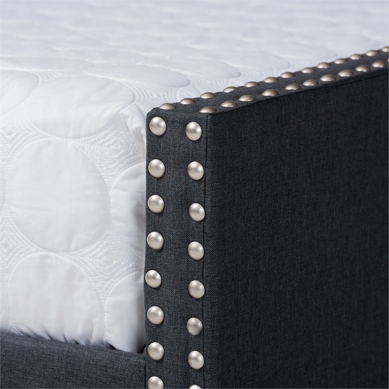 Baxton Studio Haylie Queen Size Dark Grey Upholstered Daybed with Trundle