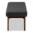Baxton Studio Rika Dark Grey Upholstered Walnut Brown Boomerang Bench