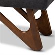 Baxton Studio Rika Dark Grey Upholstered Walnut Brown Boomerang Bench