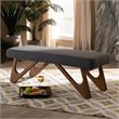 Baxton Studio Rika Dark Grey Upholstered Walnut Brown Boomerang Bench
