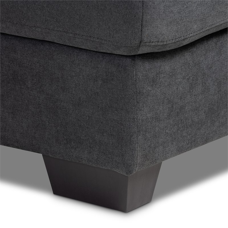 Baxton Studio Langley Dark Grey Sectional Sofa with Left Facing Chaise