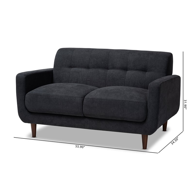 Baxton Studio Allister Dark Grey Fabric Upholstered Loveseat