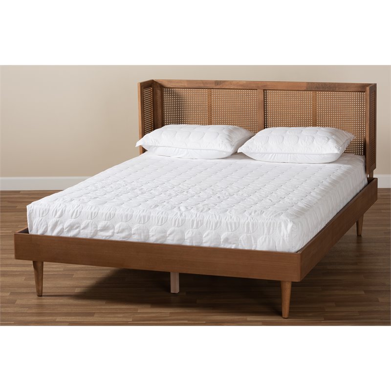 Baxton Studio Rina Queen Size Brown Wood Platform Bed with Headboard