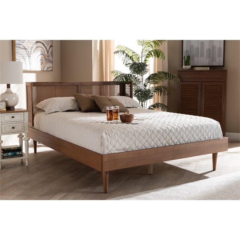 Baxton Studio Rina King Size Brown Wood Platform Bed with Headboard