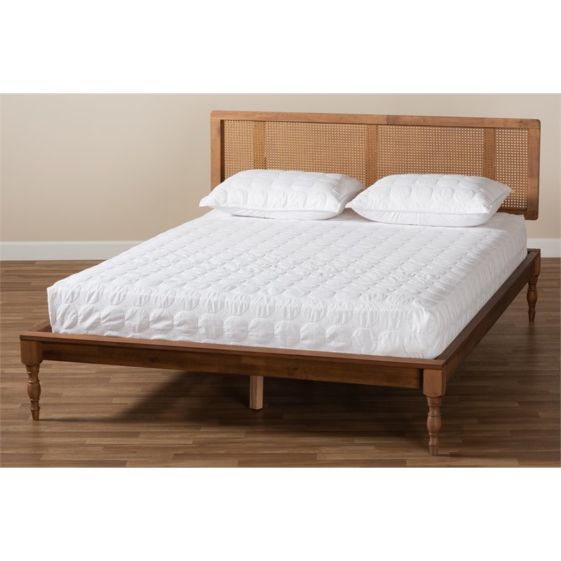 Baxton Studio Romy Full Size Ash Brown Finished Wood Platform Bed
