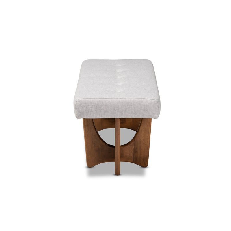 Baxton Studio Theo Grayish Beige Upholstered Brown Finished Bench