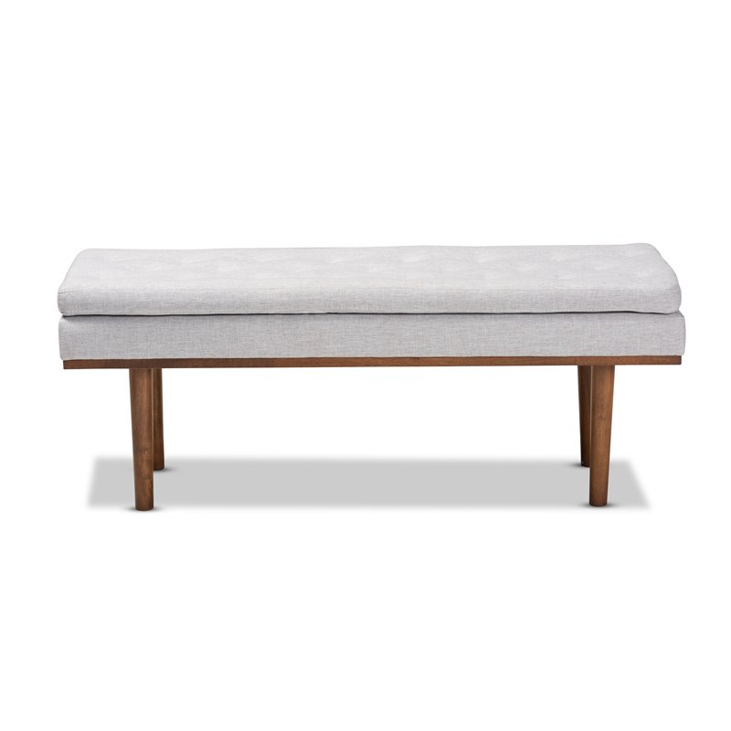 Baxton Studio Arne Grayish Beige Upholstered Brown Finished Bench