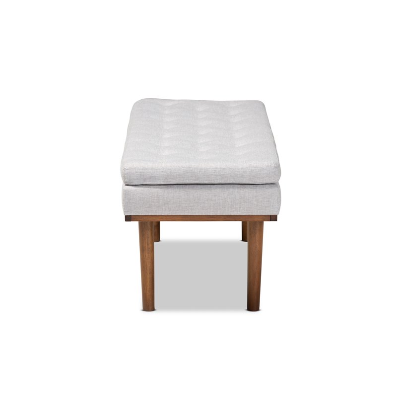 Baxton Studio Arne Grayish Beige Upholstered Brown Finished Bench