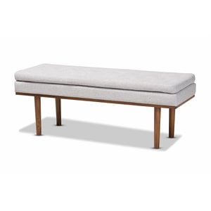 Baxton Studio Arne Grayish Beige Upholstered Brown Finished Bench