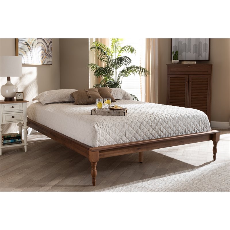 Baxton Studio Romy Queen Size Ash Brown Finished Wood Bed Frame